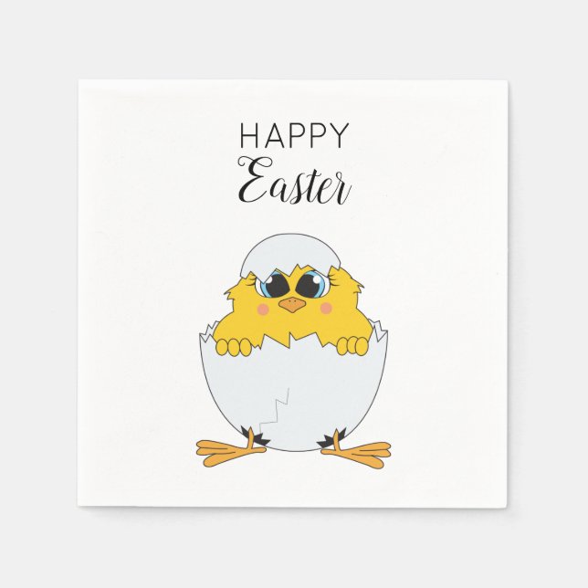 Niedlich Ostern Ei & Chick Happy Oster Serviette (Vorderseite)