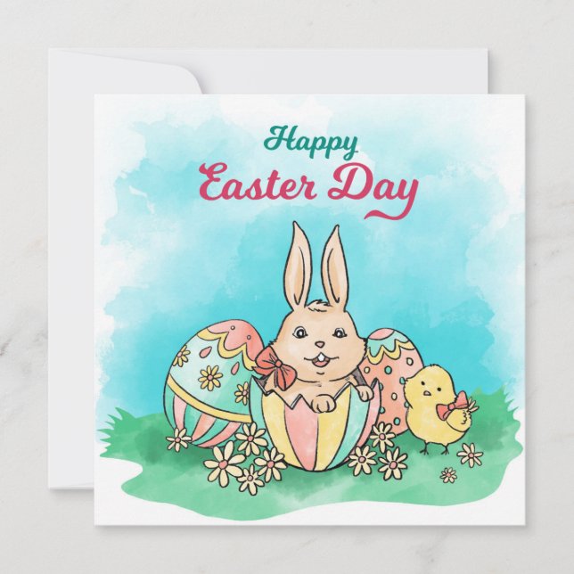Niedlich Ostern Einladung (Vorderseite)