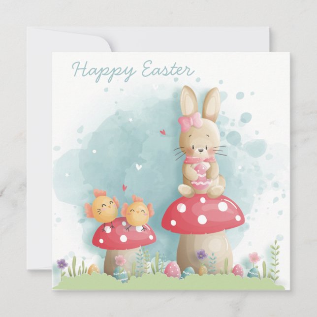 Niedlich Ostern Einladung (Vorderseite)