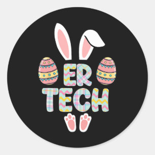 Niedlich Ostern Er Tech Bunny Oars Happy Ostereier Runder Aufkleber