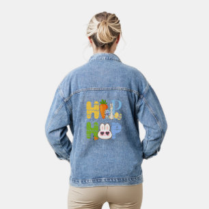 Niedlich Ostern "HOP HOP HOP" Bunny & Carrot Sprin Jeansjacke