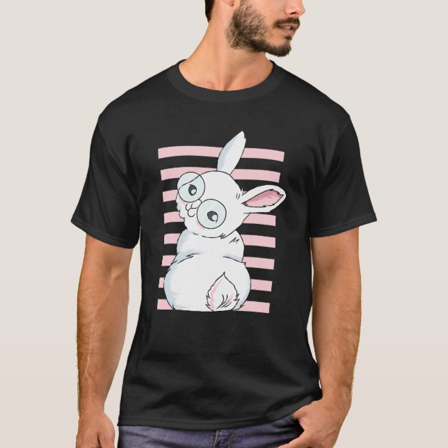 Niedlich Ostern Kaninchen Hintern Ostereier Jäger  T-Shirt (Vorderseite)