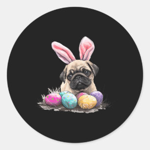 Niedlich Ostern Mops Hund Ostern Mops Hund Happy O Runder Aufkleber