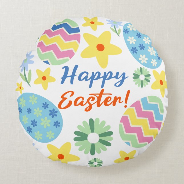 Niedlich Ostern Rundes Kissen (Vorderseite)