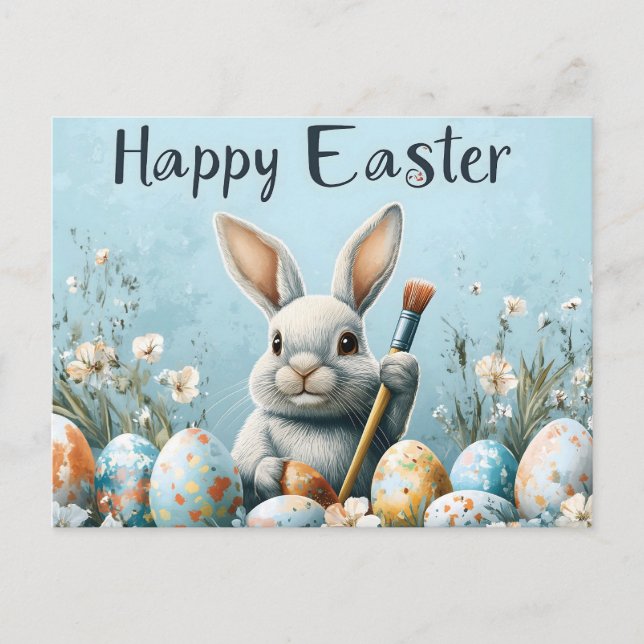 Niedlich Ostern Sonnenanbeter: Springtime Art Feiertagspostkarte (Vorderseite)