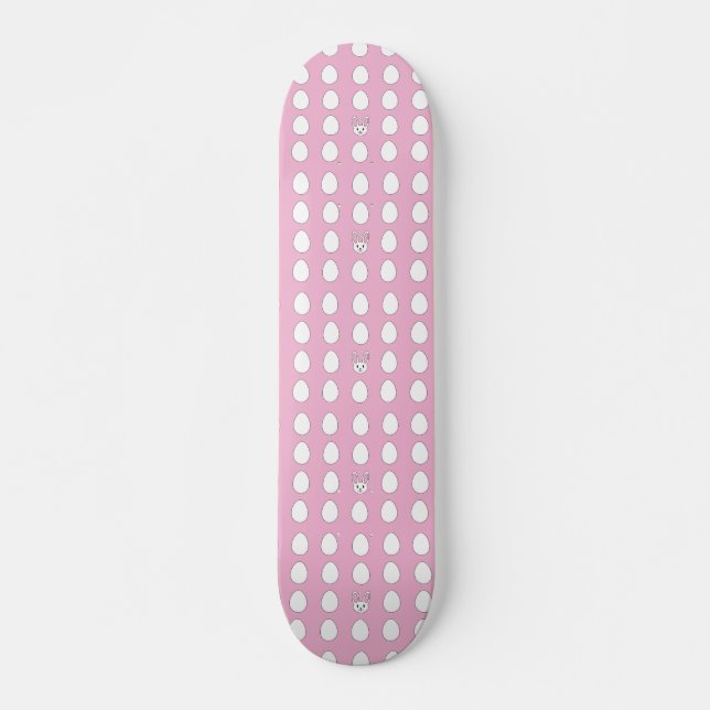 Niedlich Ostern Sonnige, weiße Eier auf rosa Skateboard (Vorne)