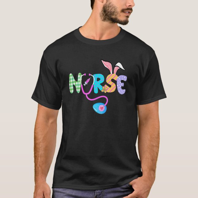 Niedlich Osternurse Outfit Bunny Ears Happy Oster  T-Shirt (Vorderseite)