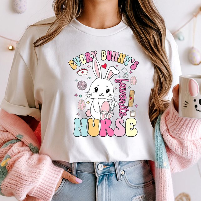 Niedlich Osternurse Sonniges Shirt; Fun Spring Med T-Shirt (Von Creator hochgeladen)