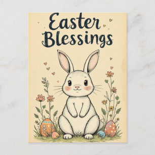 Niedlich Ostersegnung Bunny Postkarte