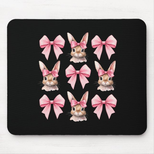 Niedlich Ostersonnengesicht Coquette Bow Osterfeie Mousepad (Vorne)