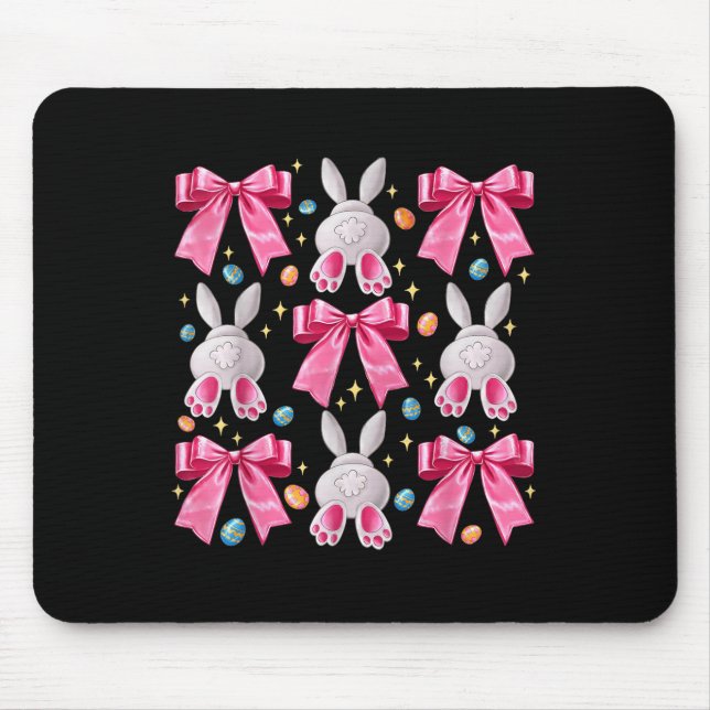 Niedlich Ostersonnengesicht Coquette Bow Osterfeie Mousepad (Vorne)