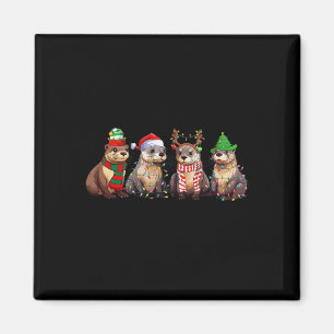 Niedlich Otter Christmas Pajama Fun Xmas Lights Ti Magnet