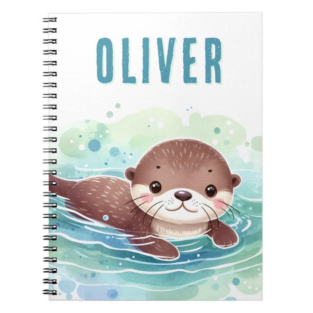Niedlich Otter Illustration Individuelle Name Notizblock (Vorderseite)