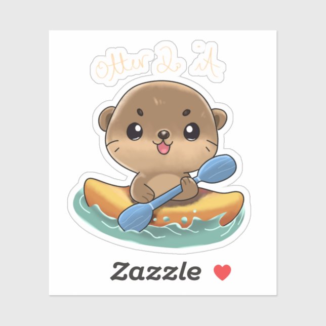 Niedlich Otter Kayaking Aufkleber (Blatt)