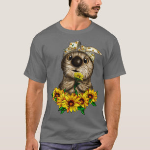 Niedlich Otter Lover Sonnenblumen Blume Haustier T-Shirt