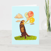 Niedlich Otter mit Balloons Illustriert Geburtstag
