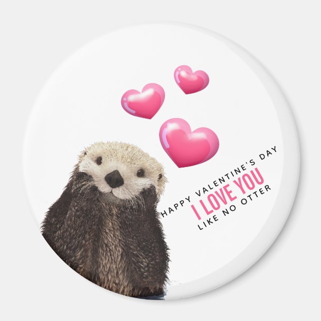 Niedlich Otter mit HerzValentinstag Spaß Magnet (Vorne)
