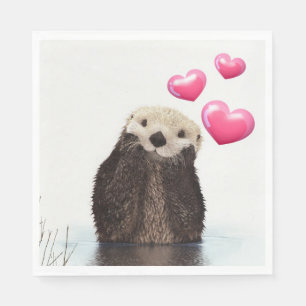 Niedlich Otter mit Liebe Herz Serviette