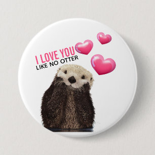 Niedlich Otter mit rosa Herzen Liebe Puppen Button