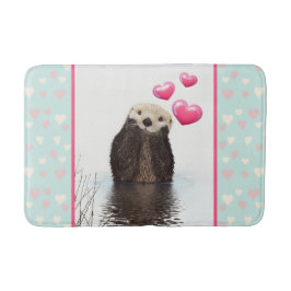 Niedlich Otter mit rosa Liebe Herz Badematte