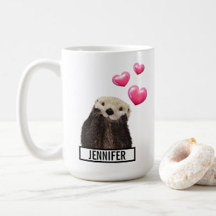 Niedlich Otter mit rosa Liebe Herz Kaffeetasse