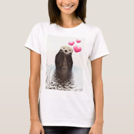 Niedlich Otter mit rosa Liebe Herz T-Shirt