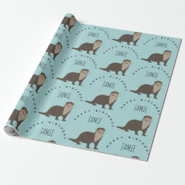 Niedlich Otter Muster Individuelle Name Geburtstag Geschenkpapier