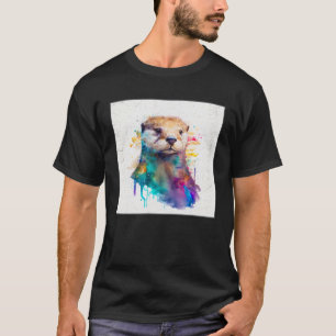 Niedlich Otter Paint Spritzer Illustration Colorfu T-Shirt