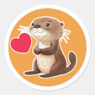 Niedlich Otter Runder Aufkleber