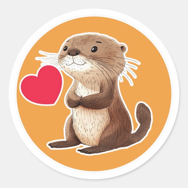 Niedlich Otter Runder Aufkleber (Vorderseite)