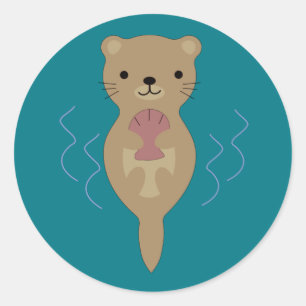 Niedlich Otter Runder Aufkleber