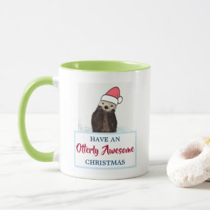 Niedlich Otter Tragen einer Weihnachtsmannmütze We Tasse