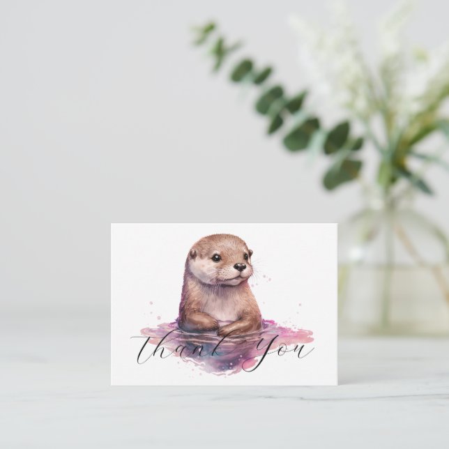 Niedlich Otter Vielen Dank Mitteilungskarte (Stehend Vorderseite)