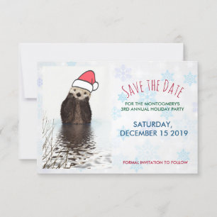 Niedlich Otter Weihnachtsmannmütze Weihnachten tra Save The Date