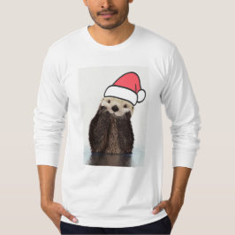 Niedlich Otter Weihnachtsmannmütze Weihnachten tra T-Shirt