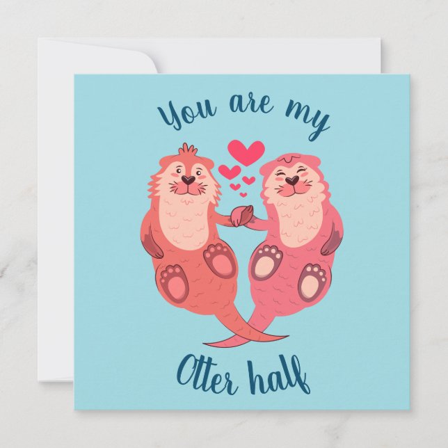 Niedlich Otters Valentinstag Couple Personalisiert (Vorderseite)