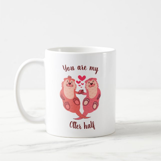 Niedlich Otters Valentinstag Couple Personalisiert Kaffeetasse (Links)
