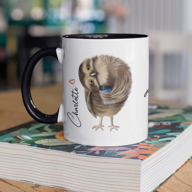 Niedlich Owl Funny Coffee Script Personalisiert Na Tasse (Von Creator hochgeladen)