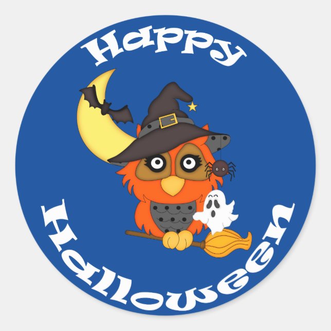 Niedlich Owl Halloween Runder Aufkleber (Vorderseite)