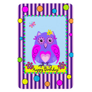 Niedlich Owl Happy Birthday Text Foto Magnet