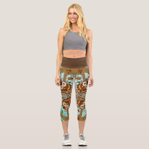 Niedlich Owl Mandala Artwork Capri Leggings