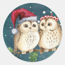 Niedlich Owl Weihnachtskleber Umschlag Aufkleber