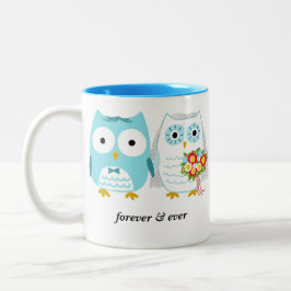 Niedlich Owls Bride und Groom Neuvermählten Mr. un Zweifarbige Tasse