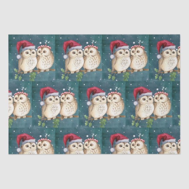 Niedlich Owls Christmas  Seidenpapier (Vorderseite)