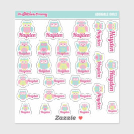 Niedlich Owls Individuelle Name Labels | Schule