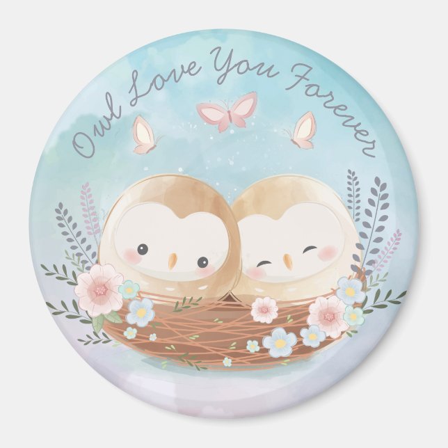Niedlich Owls Magnet (Vorne)