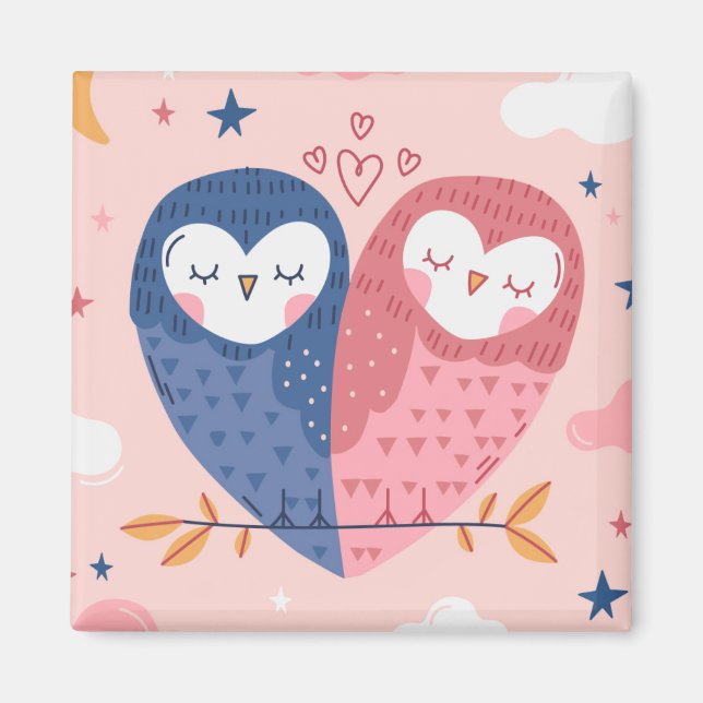 Niedlich Owls Magnet (Vorne)