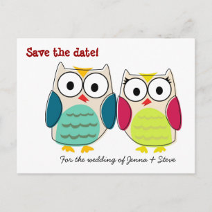 Niedlich Owls Save the Date Ankündigungspostkarte