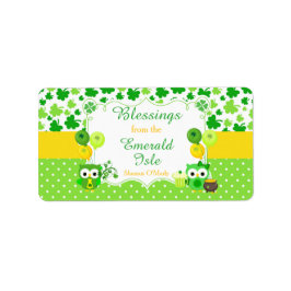Niedlich Owls Segings St Patrick's Day Adressaufkleber