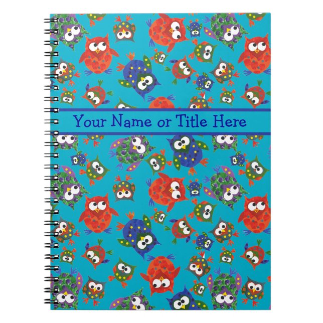 Niedlich Owls SpiralNotebook, rot, blau, grün Notizblock (Vorderseite)